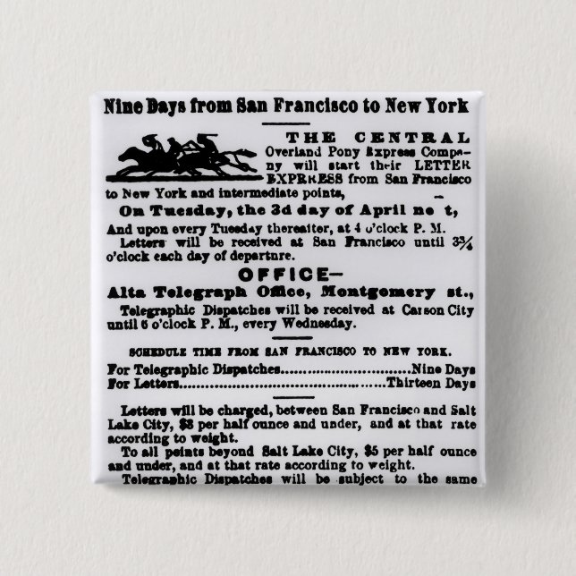 Pony Express, Nine Days Button (Front)