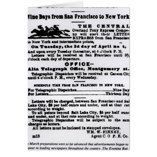Pony Express, Nine Days Cards (Front)