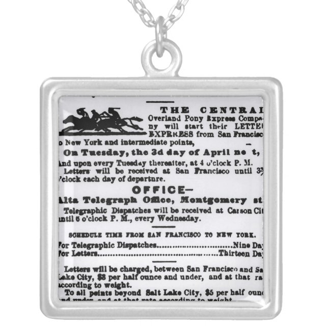 Pony Express, Nine Days Silver Plated Necklace (Front)