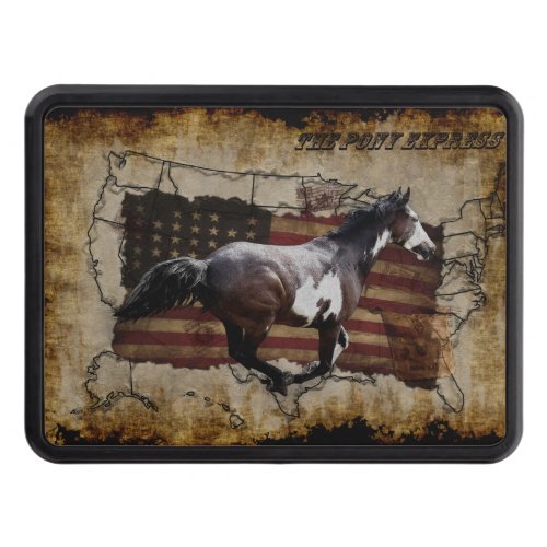 Pony Express Pinto Horse Delivering US Mail Trailer Hitch Cover