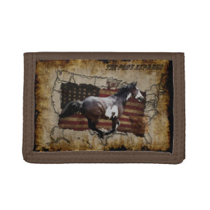 Pony Express Pinto Horse Delivering US Mail Tri-fold Wallet