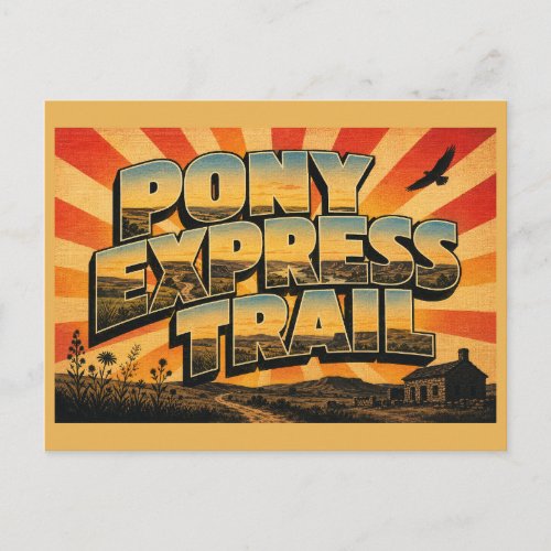 Pony Express Trail Kansas Prairie River Bluffs Art Postcard