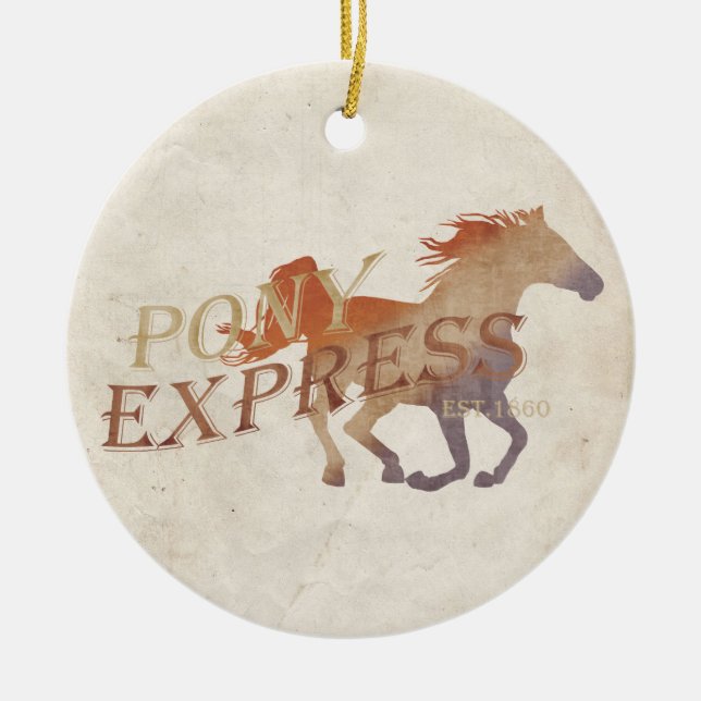 Pony Express Vintage Ceramic Ornament (Front)
