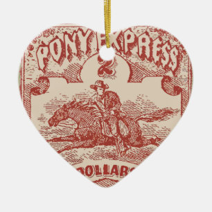 Pony Express Vintage Stamp Ceramic Ornament