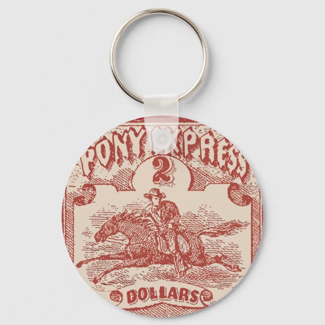Pony Express Vintage Stamp Keychain (Front)