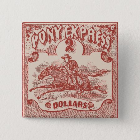 Pony Express Vintage Stamp Pinback Button