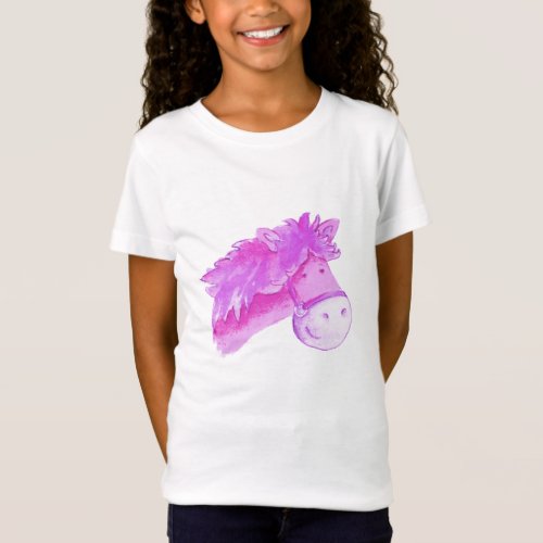 Pony face purple pink kids t_shirt