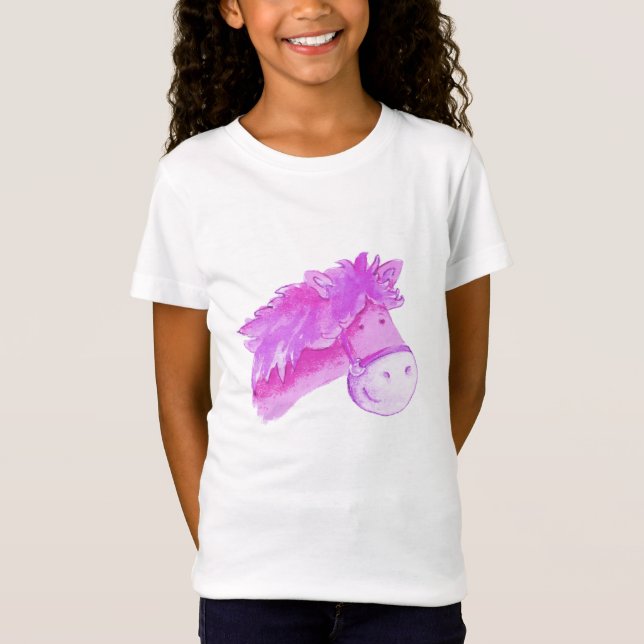 Pony face purple pink kids t-shirt (Front)