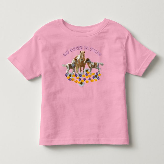 Pony Family BIG SISTER TO TWINS Toddler T-shirt (Front)