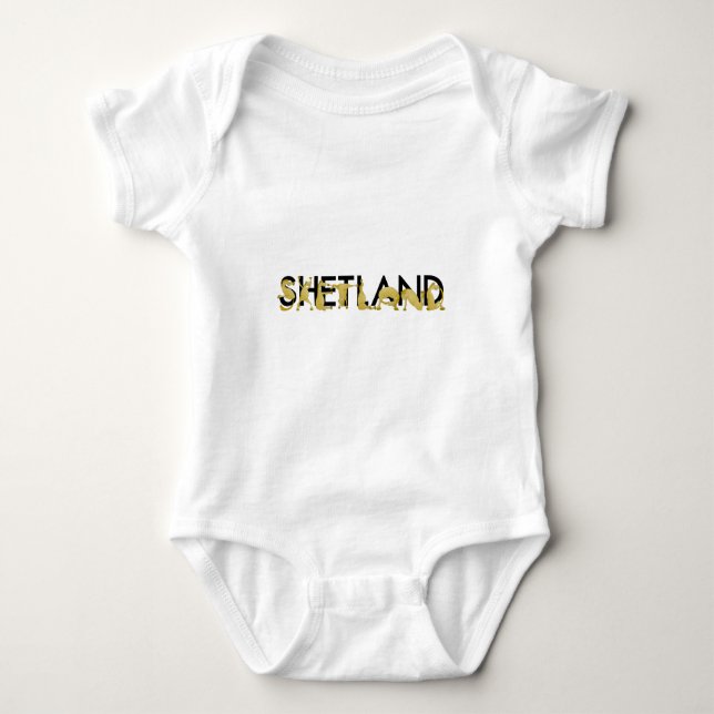 Pony flexing into the letters SHETLAND Baby Bodysuit (Front)