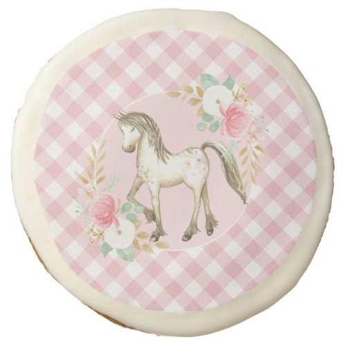 Pony floral and plaid Birthday Party Cookies