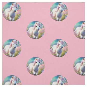 Pony Girly Pattern On Pink Cute Fabric by stdjura at Zazzle
