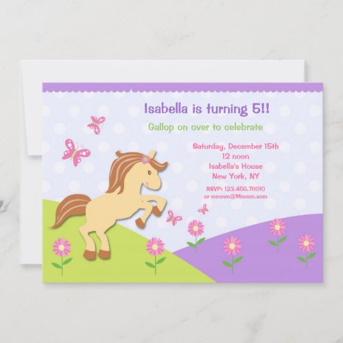 Pony Horse Bithday Party Invitations