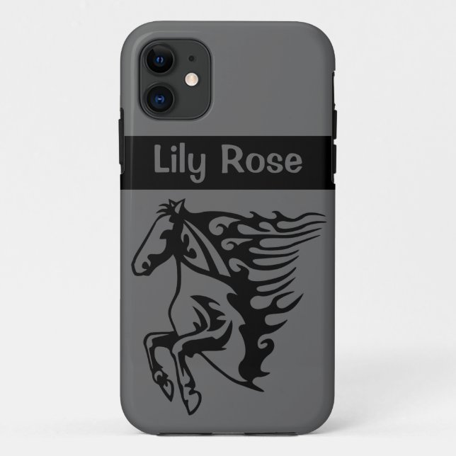 Pony Horse Bronco Stallion Magnetic Metal Lineart Case-Mate iPhone Case (Back)