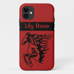 Pony Horse Bronco Stallion Steed Race Red Line Art iPhone 11 Case