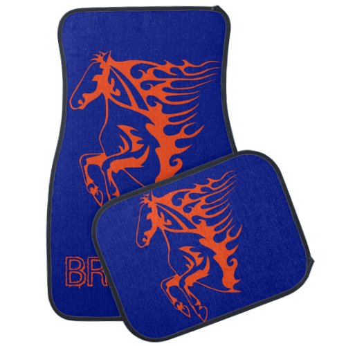 Pony Horse Stallion Bronco Steed Lineart Car Floor Mat