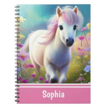 Pony In A Flower Meadow Cute Girly Name Notebook by stdjura at Zazzle