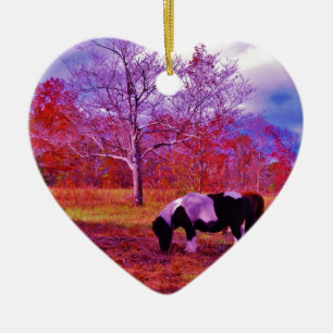 PONY IN A RAINBOW colored field Ceramic Ornament