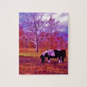 PONY IN A RAINBOW colored field Jigsaw Puzzle