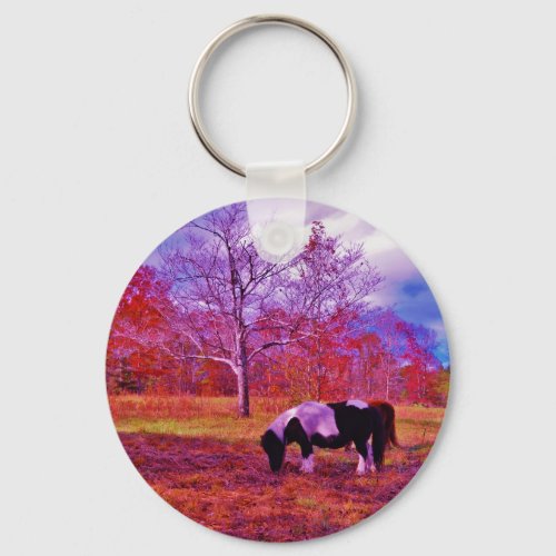 PONY IN A RAINBOW  colored field Keychain