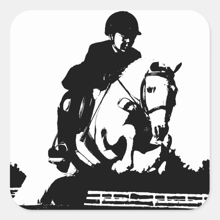 Pony Jumping bw Square Sticker