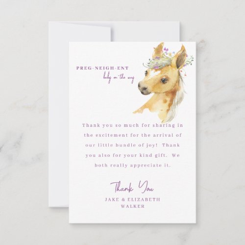 Pony Lavender Baby Shower Message Thank You 