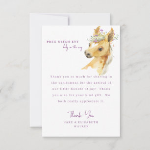 Pony Lavender Baby Shower Message Thank You  Card