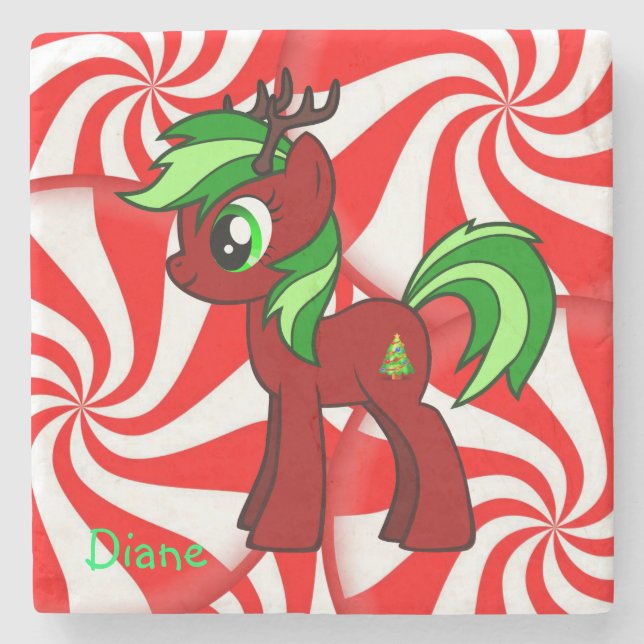 Pony Marble Stone Coaster Christmas (Front)