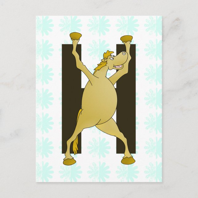 Pony Monogram Letter H Personalized Postcard (Front)