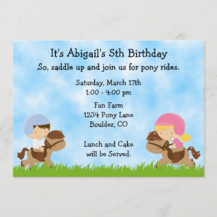Pony Party Birthday Invitations for Girls and Boys
