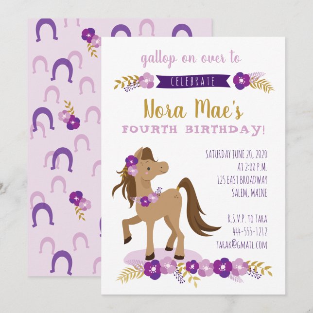 Pony Party Girl Invitation (Front/Back)