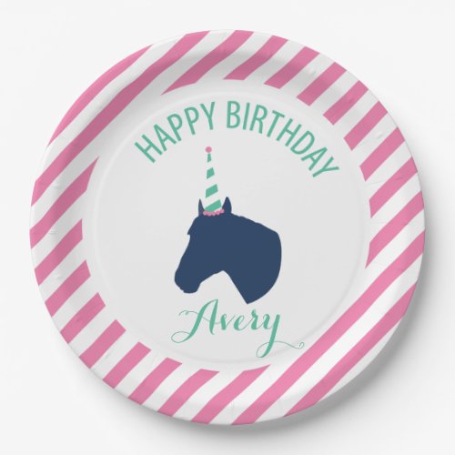 Pony Party Personalized Paper Plate Pink