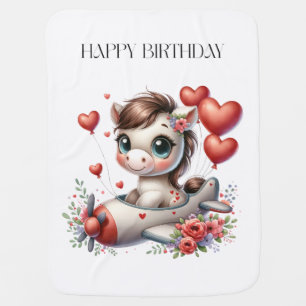 Pony Pilot Birthday Baby Blanket