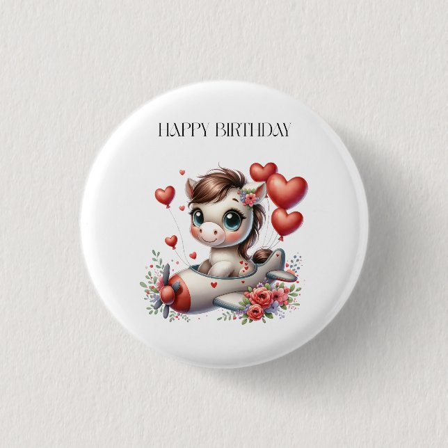 Pony Pilot Birthday Button (Front)