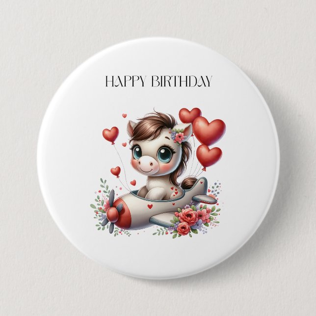Pony Pilot Birthday Button (Front)