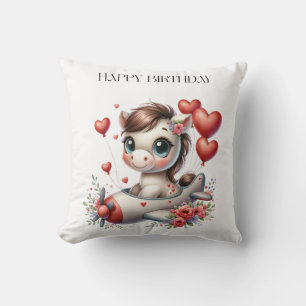 Pony Pilot Birthday Throw Pillow