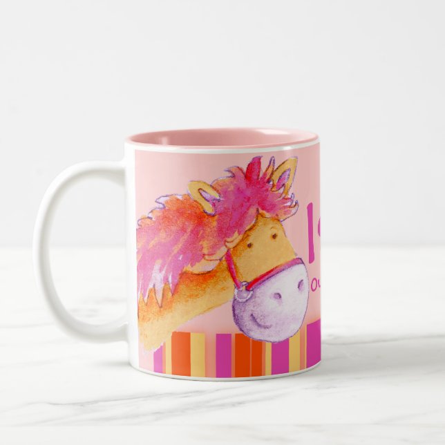 Pony pink champion horse rider names girls mug (Left)