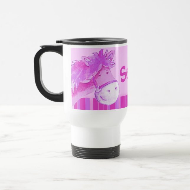 Pony pink kids named girls travel mug