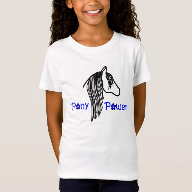 Pony Power Black and Blue T-Shirt for Girls (Front)