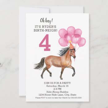 Pony Ride Birthday Party // Horse Birth-neigh Invitation by LaurEvansDesign at Zazzle