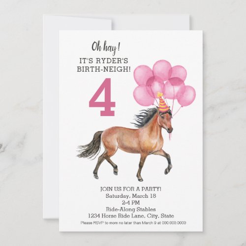 Pony Ride Birthday Party  Horse Birth_neigh Invitation