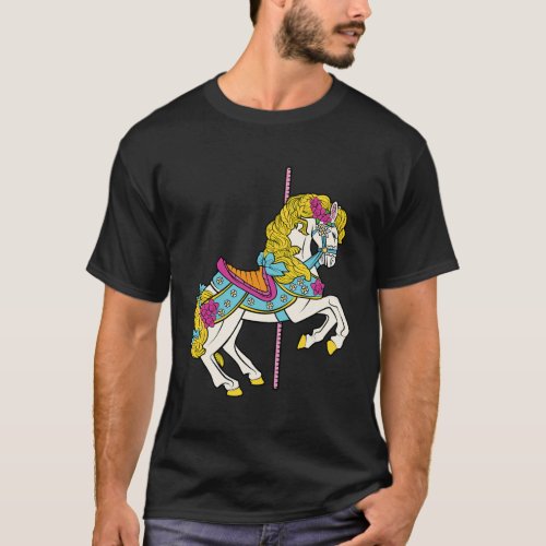 Pony Round Carousel Colorful Horse Carnival State  T_Shirt