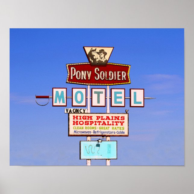 Pony Soldier Motel Sign, Tucumcari, N.M. Poster (Front)
