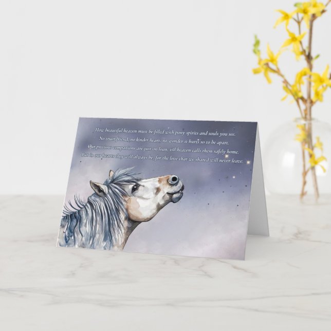 Pony Sympathy Loss of Pony Ponies in Heaven Card (Yellow Flower)