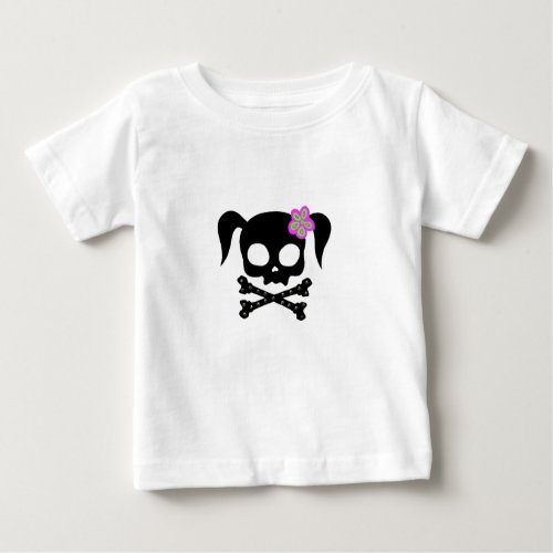 Pony Tail Skull Baby T_Shirt