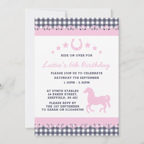 Pony themed birthday party invitation