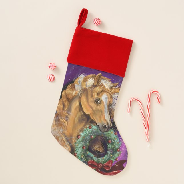Pony with Christmas Wreath Stocking (Front)