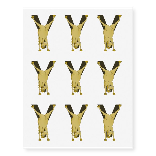 Pony Y Personalized Monogram Temporary Tattoos (Front)