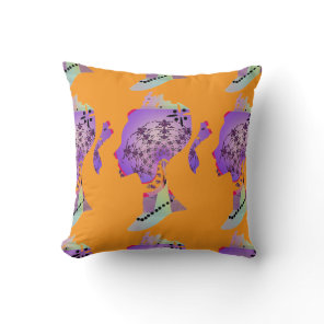 Ponytail Princess Orange  Throw Pillow