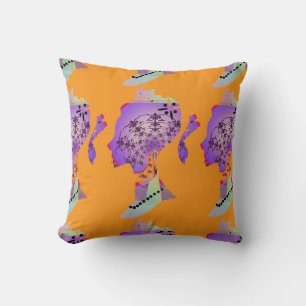 Ponytail Princess Orange Throw Pillow